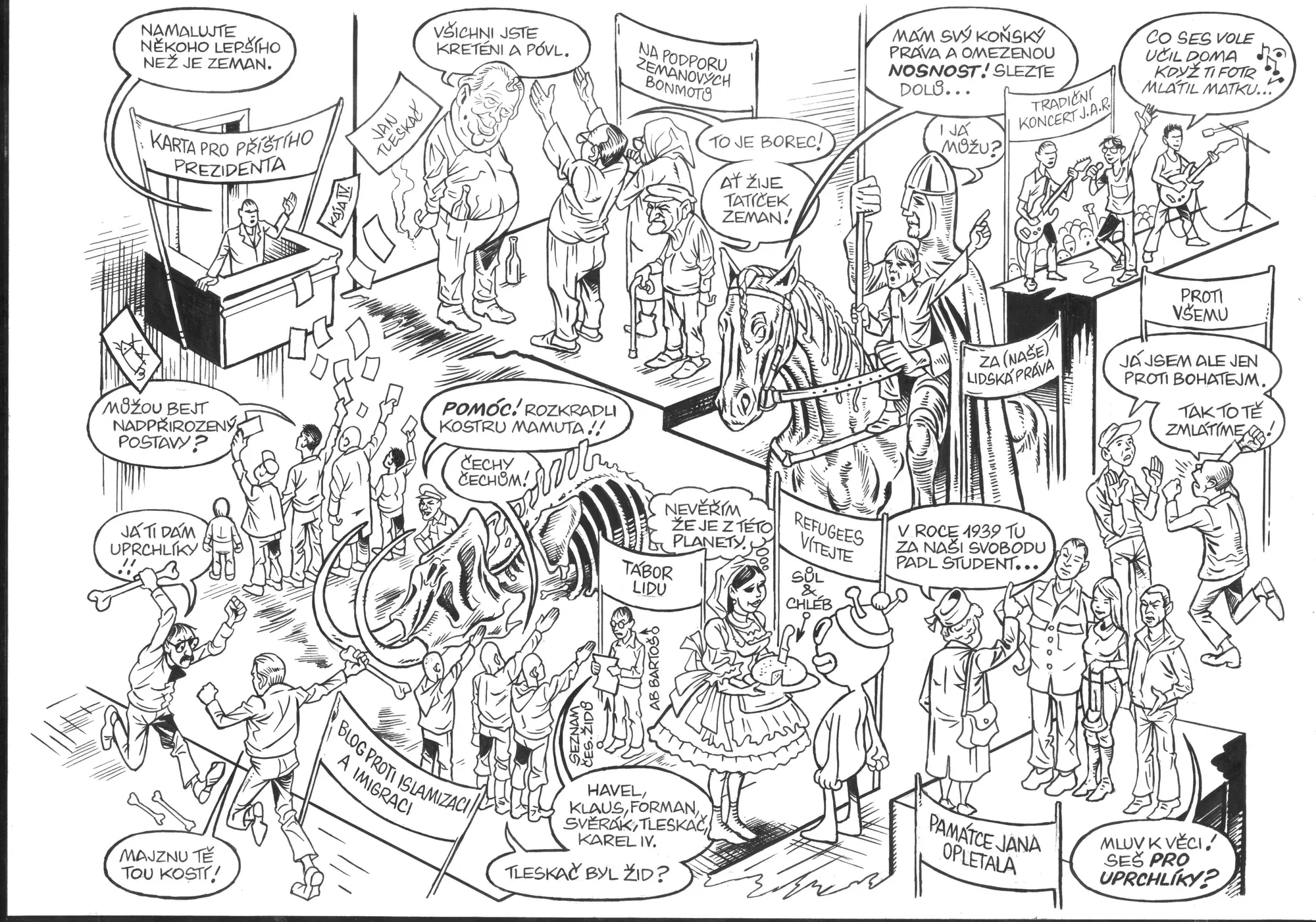 PRO ČT - MEGAILUSTRACE pro Reflex - plakát politických demonstrací